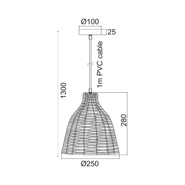 ΚΡΕΜΑΣΤΟ ΦΩΤΙΣΤΙΚΟ 1ΧΕ27 ΚΑΛΑΘΙ Φ26ΧΗ120CM OIA - Image 3