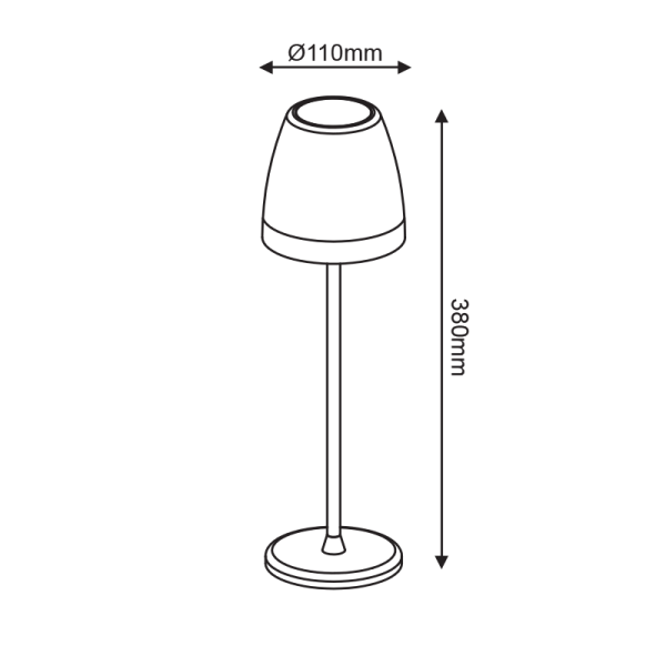 LED SMD TABLE BATTERY LUMINAIRE 2W 150LM 38° 3.000K DARK GREY CRI80 IP54 - Image 3