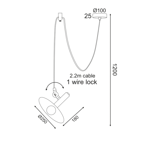 ΚΡΕΜΑΣΤΟ ΦΩΤΙΣΤΙΚΟ 1ΧE14 ΚΑΦΕ ΜΕΤΑΛΛΙΚΟ D25XH220CM WAKANDA - Image 3