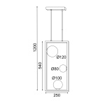 ΚΡΕΜΑΣΤΟ ΦΩΤΙΣΤΙΚΟ 3xG9 QUADRO ΜΑΥΡΟ ΜΕΤ/ΚΟ +ΛΕΥΚΟ ΓΥΑΛΙ 25Χ12Χ120CM - Image 3