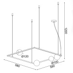 ΚΡΕΜΑΣΤΟ ΦΩΤΙΣΤΙΚΟ 4xG9 QUADRO ΜΑΥΡΟ ΜΕΤ/ΚΟ +ΛΕΥΚΟ ΓΥΑΛΙ 58Χ58Χ120CM - Image 3