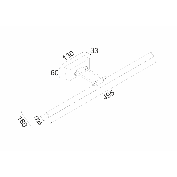 ΕΠΙΤΟΙΧΟ Φ/Σ LED 12W 3000K 780LM ΟΡΕΙΧΑΛΚΟ ΜΕΤ/ΚΟ IP44 50X6X19CM RIO - Image 2