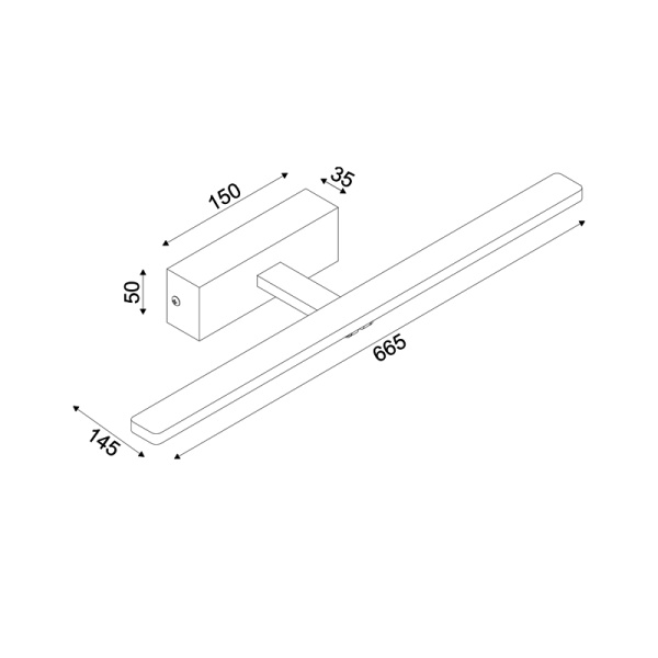 ΕΠΙΤΟΙΧΟ Φ/Σ LED 12W 3000K 780LM PALMA ΜΑΥΡΟ ΜΕΤ/ΚΟ IP44 66,5X14,5X5CM - Image 3