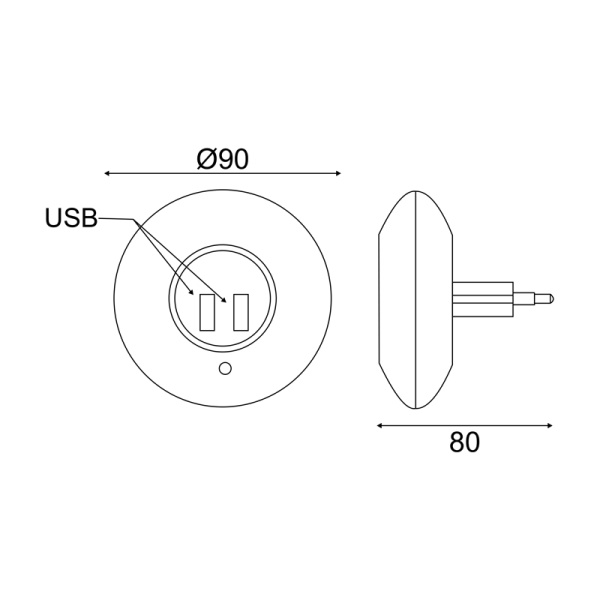 LED ΛΑΜΠΑΚΙ ΝΥΚΤΟΣ 1W 4000K ΜΕ 2 USB ΘΥΡΕΣ, ΔΙΑΚΟΠΤΗ ON/OFF K AUTO MODE, ΛΕΥΚΟ ΠΛΑΣΤΙΚΟ 230V IP20 - Image 3