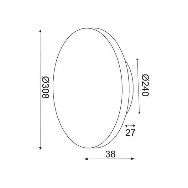 ΕΠΙΤOIXO Φ/Σ LED 15W 3000Κ 1200LM ΑΝ.ΚΑΦΕ ΔΕΡΜΑ MDF ΚΥΚΛΟΣ Φ30ΧΗ3,6CM ECLIPSE - Image 3