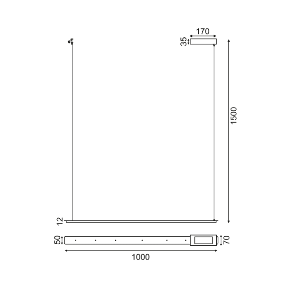 ΚΡΕΜΑΣΤΟ ΦΩΤΙΣΤΙΚΟ LED 20W 3000K 1600LM ΜΑΥΡΟ ΑΛΟΥΜΙΝΙΟ 100Χ5ΧH150CM ATLANTIS - Image 3