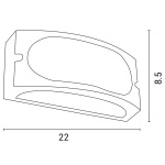 ΑΠΛΙΚΑ ΤΟΙΧΟΥ LM05 ΟΒΑΛ E27 MAX 10W LED 220X85X100 IP54 ΓΚΡΙ PRO ARTE ILLUMINA - Image 2