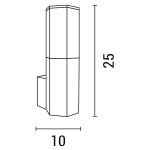 ΑΠΛΙΚΑ ΤΟΙΧΟΥ ΕΞΑΓΩΝΗ Ε27 70X100X250 IP54 ΓΚΡΙ ARTE ILLUMINA - Image 2