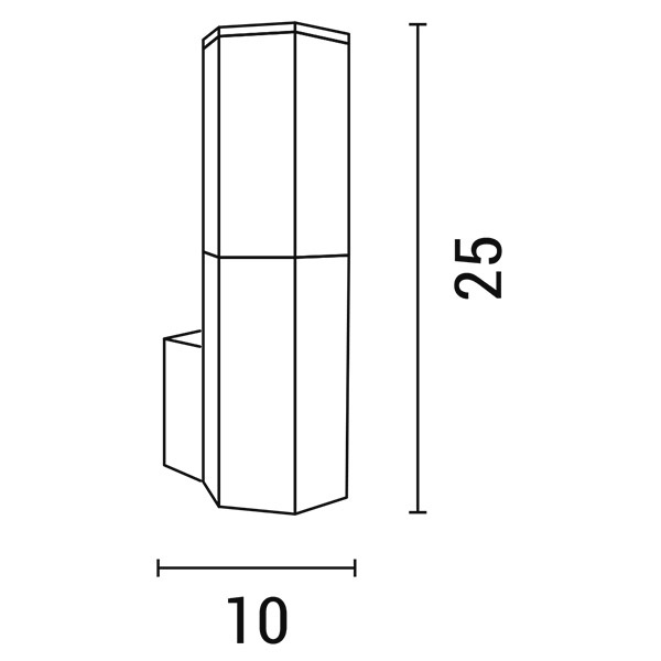 ΑΠΛΙΚΑ ΤΟΙΧΟΥ ΕΞΑΓΩΝΗ Ε27 70X100X250 IP54 ΓΚΡΙ ARTE ILLUMINA - Image 2