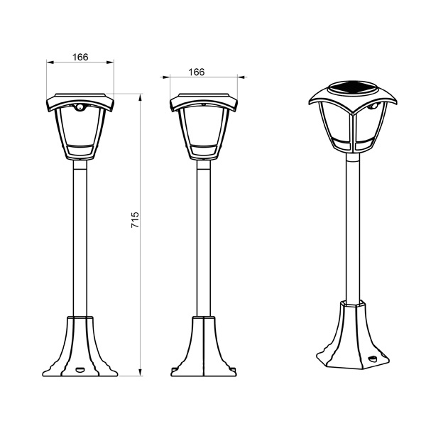 ΗΛΙΑΚΗ ΑΠΛΙΚΑ ΜΕ ΚΟΛΩΝΑΚΙ & ΑΝΙΧΝΕΥΤΗ ΚΙΝΗΣΗΣ 3W 400LM 166X166X715mm 3CCT ARTE ILLUMINA - Image 2