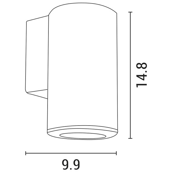 ΑΠΛΙΚΑ ΤΟΙΧΟΥ ΣΤΡΟΓΓΥΛΗ DOWN ΠΛΑΣΤΙΚΗ GU10 ΛΕΥΚΗ ARTE ILLUMINA - Image 2