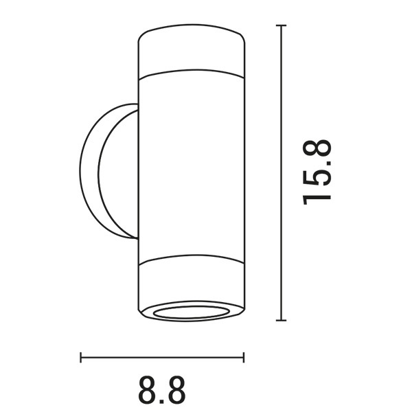 ΑΠΛΙΚΑ ΤΟΙΧΟΥ ΠΛΑΣΤΙΚΗ UPDOWN ΣΤΡΟΓΓΥΛΗ IP65 GU10 ΛΕΥΚΗ ARTE ILLUMINA - Image 2