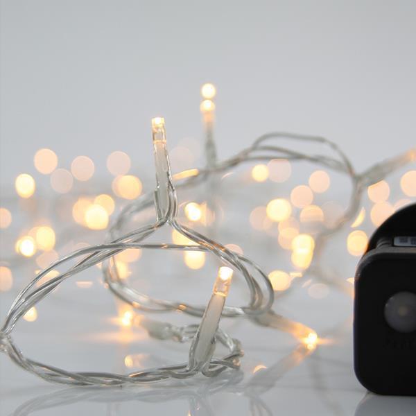 17f6abe2d23f4d0ea9c2be31ced9547b ΣΕΙΡΑ, 50 LED 3mm, 4.5V ΜΕΤΑΣΧΗΜΑΤΙΣΤΗ, 8 ΠΡΟΓΡΑΜΜΑΤΑ & ΜΝΗΜΗ, ΔΙΑΦΑΝΟ PVC ΚΑΛΩΔΙΟ, ΘΕΡΜΟ ΛΕΥΚΟ LED ΑΝΑ 5cm, ΠΡΟΕΚΤΑΣΗ ΠΑΡΟΧΗΣ 3m, IP44 - Image 1