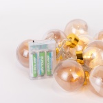 ΣΕΙΡΑ, 10 LED 5mm, ΔΙΑΚΟΣΜΗΤΙΚEΣ ΜΠΑΛΕΣ ΜΕ ΡΟΖ ΧΡΥΣΟ ΥΦΑΣΜΑ, ΜΠΑΤΑΡΙΑΣ 3ΧΑΑ, ΧΡΟΝΟΔΙΑΚΟΠΤΗ, ΘΕΡΜΟ ΛΕΥΚΟ LED ΑΝΑ 15cm,  ΔΙΑΦΑΝΟ PVC ΚΑΛΩΔΙΟ, ΠΡΟΕΚΤΑΣΗ ΠΑΡΟΧΗΣ 30cm, IP20 - Image 3