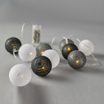 ΣΕΙΡΑ, 10 LED 5mm, ΛΕΥΚΕΣ, ΓΚΡΙ & ΜΑΥΡΕΣ ΥΦΑΣΜΑΤΙΝΕΣ ΜΠΑΛΕΣ 6cm, ΜΠΑΤΑΡΙΑΣ 2xAA, ΧΡΟΝΟΔΙΑΚΟΠΤΗ, ΔΙΑΦΑΝΟ PVC ΚΑΛΩΔΙΟ, 10 ΘΕΡΜΑ ΛΕΥΚΑ LED ΑΝΑ 10cm, ΠΡΟΕΚΤΑΣΗ ΠΑΡΟΧΗΣ 30cm, IP20 - Image 3