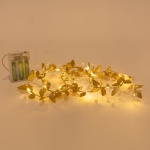 ΣΕΙΡΑ, 15 MINI LED, ΔΙΑΚΟΣΜΗΤΙΚΑ ΦΥΛΛΑ & ΠΕΡΛΕΣ, ΜΠΑΤΑΡΙΑΣ 3xΑΑ, ΧΡΟΝΟΔΙΑΚΟΠΤΗ, ΑΣΗΜΙ ΧΑΛΚΙΝΟ ΚΑΛΩΔΙΟ, ΘΕΡΜΟ ΛΕΥΚΟ LED ΑΝΑ 10cm, ΠΡΟΕΚΤΑΣΗ ΠΑΡΟΧΗΣ 30cm, IP20 - Image 2