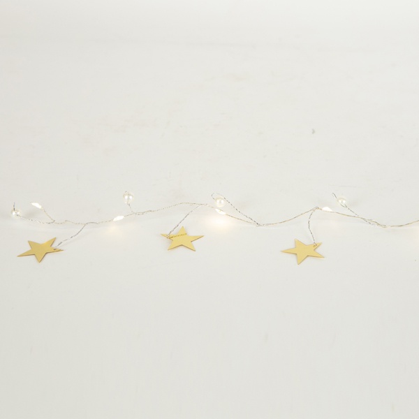 ΣΕΙΡΑ, 20 MINI LED, ΔΙΑΚΟΣΜΗΤΙΚΑ ΑΣΤΕΡΙΑ & ΠΕΡΛΕΣ, ΜΠΑΤΑΡΙΑΣ 3xΑΑ, ΧΡΟΝΟΔΙΑΚΟΠΤΗ, ΑΣΗΜΙ ΧΑΛΚΙΝΟ ΚΑΛΩΔΙΟ, ΘΕΡΜΟ ΛΕΥΚΟ LED ΑΝΑ 7.5cm, ΠΡΟΕΚΤΑΣΗ ΠΑΡΟΧΗΣ 30cm, IP20 - Image 2