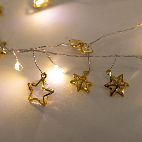 ΣΕΙΡΑ, 20 MINI LED, ΔΙΑΚΟΣΜΗΤΙΚΑ ΑΣΤΕΡΙΑ, ΜΠΑΤΑΡΙΑΣ 3xΑΑ, ΧΡΟΝΟΔΙΑΚΟΠΤΗ, ΑΣΗΜΙ ΧΑΛΚΙΝΟ ΚΑΛΩΔΙΟ, ΘΕΡΜΟ ΛΕΥΚΟ LED ΑΝΑ 10cm, ΠΡΟΕΚΤΑΣΗ ΠΑΡΟΧΗΣ 30cm, IP20 - Image 3