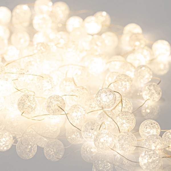 ΣΕΙΡΑ, 100 MINI LED, ΑΚΡΥΛΙΚΕΣ ΜΠΑΛΙΤΣΕΣ 2cm, 4.5V ΜΕΤΑΣΧΗΜΑΤΙΣΤΗ, ΑΣΗΜΙ ΧΑΛΚΙΝΟ ΚΑΛΩΔΙΟ, ΘΕΡΜΟ ΛΕΥΚΟ LED ΑΝΑ 5cm, ΠΡΟΕΚΤΑΣΗ ΠΑΡΟΧΗΣ 3m, IP44 - Image 2