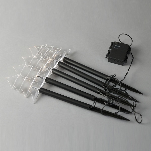 ΣΕΙΡΑ, 5 LED 3mm, 5 ΔΕΝΤΡΑ ΜΕ ΡΑΒΔΙ ΓΙΑ ΕΔΑΦΟΣ 37cm, ΗΛΙΑΚΟ ΣΥΛΛΕΚΤΗ ΜΕ ΑΙΣΘΗΤΗΡΑ ΦΩΤΟΣ, ΜΑΥΡΟ PVC ΚΑΛΩΔΙΟ, ΘΕΡΜΟ ΛΕΥΚΟ LED ΑΝΑ 35cm, ΠΡΟΕΚΤΑΣΗ ΠΑΡΟΧΗΣ 2m, IP44 - Image 2