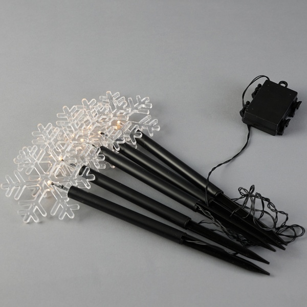 ΣΕΙΡΑ, 5 LED 3mm, 5 ΧΙΟΝΟΝΙΦΑΔΕΣ ΜΕ ΡΑΒΔΙ ΓΙΑ ΕΔΑΦΟΣ 34.5cm, ΗΛΙΑΚΟ ΣΥΛΛΕΚΤΗ ΜΕ ΑΙΣΘΗΤΗΡΑ ΦΩΤΟΣ, ΜΑΥΡΟ PVC ΚΑΛΩΔΙΟ, ΘΕΡΜΟ ΛΕΥΚΟ LED ΑΝΑ 35cm, ΠΡΟΕΚΤΑΣΗ ΠΑΡΟΧΗΣ 2m, IP44 - Image 2