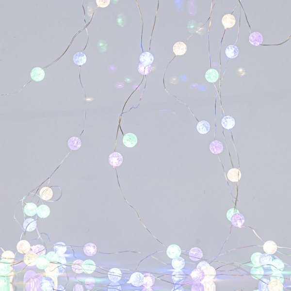 ΚΟΥΡΤΙΝΑ, 140 MINI LED, ΚΡΑΚΕΛΕ ΜΠΑΛΕΣ 1.3cm, 31V ΜΕΤΑΣΧΗΜΑΤΙΣΤΗ, 4 ΕΠΕΚΤΑΣΕΙΣ ΕΩΣ 3 ΣΕΤ, ΑΣΗΜΙ ΧΑΛΚΙΝΟ ΚΑΛΩΔΙΟ, ΧΡΩΜΑΤΙΣΤΟ LED (H150 x W100cm, 20 ΣΕΙΡΕΣ x 12 LED), ΠΡΟΕΚΤΑΣΗ ΠΑΡΟΧΗΣ 3m, IP44 - Image 3