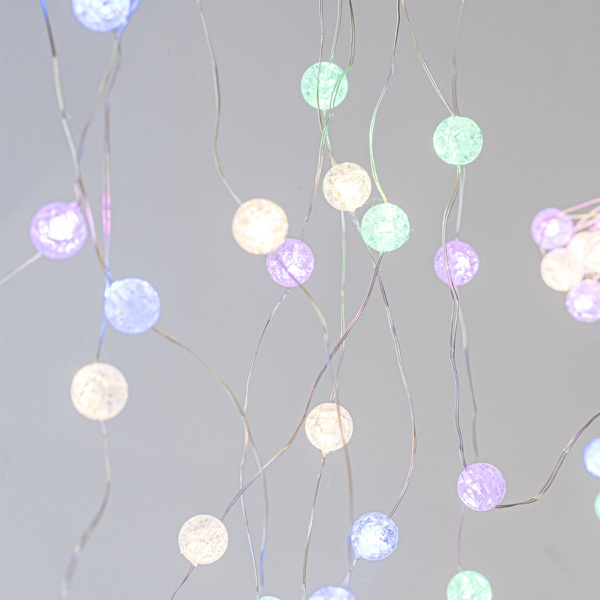 ΚΟΥΡΤΙΝΑ, 140 MINI LED, ΚΡΑΚΕΛΕ ΜΠΑΛΕΣ 1.3cm, 31V ΜΕΤΑΣΧΗΜΑΤΙΣΤΗ, 4 ΕΠΕΚΤΑΣΕΙΣ ΕΩΣ 3 ΣΕΤ, ΑΣΗΜΙ ΧΑΛΚΙΝΟ ΚΑΛΩΔΙΟ, ΧΡΩΜΑΤΙΣΤΟ LED (H150 x W100cm, 20 ΣΕΙΡΕΣ x 12 LED), ΠΡΟΕΚΤΑΣΗ ΠΑΡΟΧΗΣ 3m, IP44 - Image 4