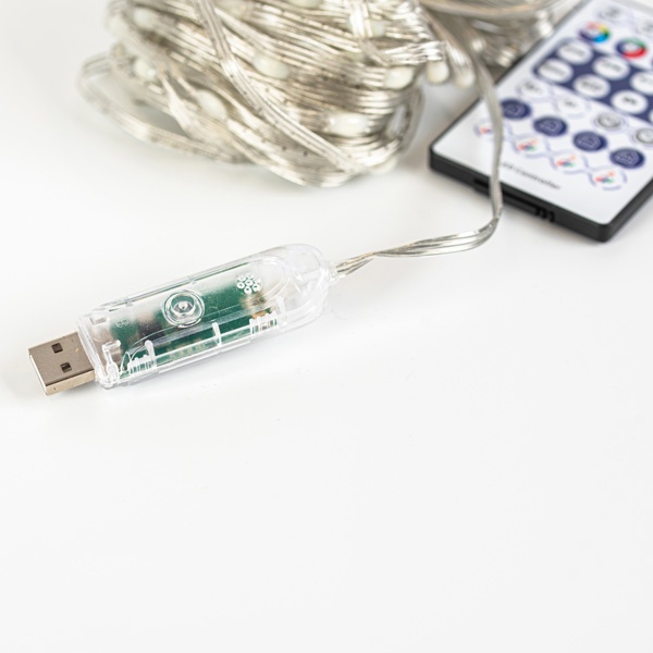 ΣΕΙΡΑ, 100 SMART MINI LED, USB, ΔΙΑΧΕΙΡΙΣΗ ΜΕΣΩ ΕΦΑΡΜΟΓΗΣ, ΤΗΛΕΧΕΙΡΙΣΤΗΡΙΟ, ΔΙΑΦΑΝΟ ΠΛΑΚΕ ΧΑΛΚΙΝΟ ΚΑΛΩΔΙΟ, RGB LED ΑΝΑ 10cm, ΠΡΟΕΚΤΑΣΗ ΠΑΡΟΧΗΣ 2m, IP20 - Image 4