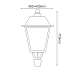 ΦΑΝΑΡΙ 4 ΠΛΕΥΡΩΝ RAL7016M ΚΟΛΩΝΑΣ Φ76 40Χ40Χ77CM - Image 2