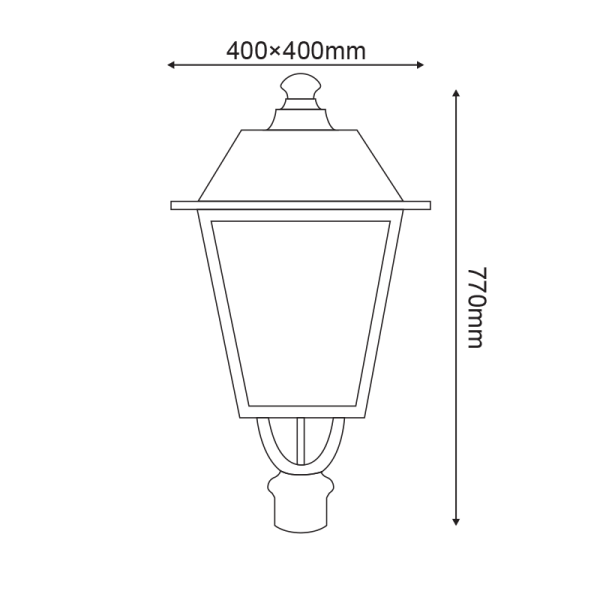 ΦΑΝΑΡΙ 4 ΠΛΕΥΡΩΝ RAL7016M ΚΟΛΩΝΑΣ Φ76 40Χ40Χ77CM - Image 2