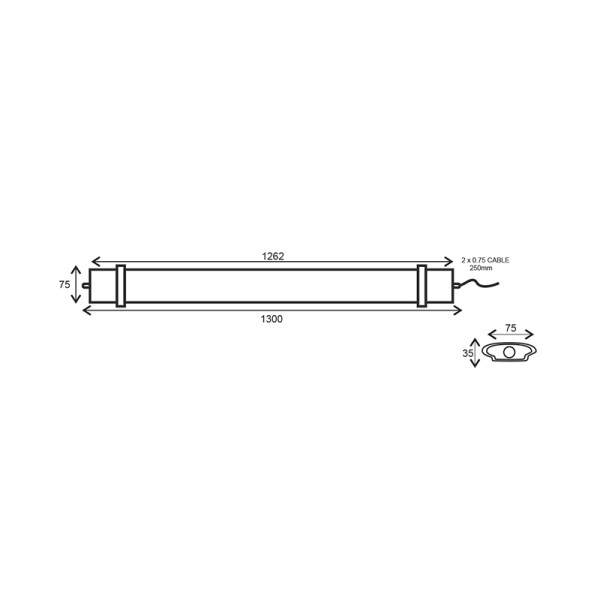 LED LUMINAIRE 60W 1262mm 4000K 5420Lm IP66 230VAC PF>0.9Ra80 - Image 2