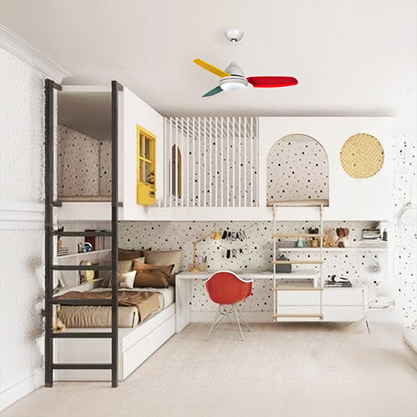 ΑΝΕΜΙΣΤΗΡΑΣ ΟΡΟΦΗΣ ΛΕΥΚΟΣ ΜΕ LED ΦΩΣ 3 ΛΕΥΚΕΣ ΚΑΙ 3 ΧΡΩΜΑΤΙΣΤΕΣ ΦΤΕΡΩΤΕΣ ΚΑΙ ΚΟΝΤΡΟΛ Φ107 DC 35W - Image 2