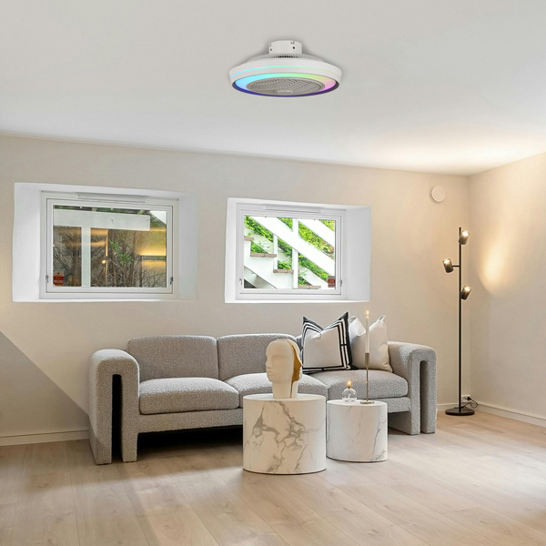 ΑΝΕΜΙΣΤΗΡΑΣ ΠΛΑΦΟΝΙΕΡΑ ΟΡΟΦΗΣ ΛΕΥΚΟΣ-ΓΚΡΙ RGB Φ51 DC 20W - Image 2