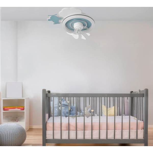 ΑΝΕΜΙΣΤΗΡΑΣ ΟΡΟΦΗΣ ΠΑΙΔΙΚΟΣ ΑΕΡΟΠΛΑΝΑΚΙ ΜΠΛΕ 15W ΜΕ LED ΦΩΣ 65W ΚΑΙ ΚΟΝΤΡΟΛ - Image 3