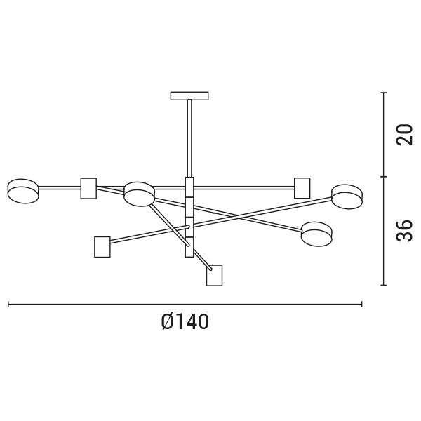 ΦΩΤΙΣΤΙΚΟ ΚΡΕΜΑΣΤΟ 8ΦΩΤΟ LED 60W 140X57 3000K ΧΡΥΣΟ ARTE ILLUMINA - Image 3