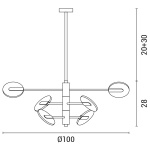 ΦΩΤΙΣΤΙΚΟ ΚΡΕΜΑΣΤΟ 6ΦΩΤΟ LED 42W 3CCT 100X88X78 ΜΑΥΡΟ-ΧΡΥΣΟ ARTE ILLUMINA - Image 3