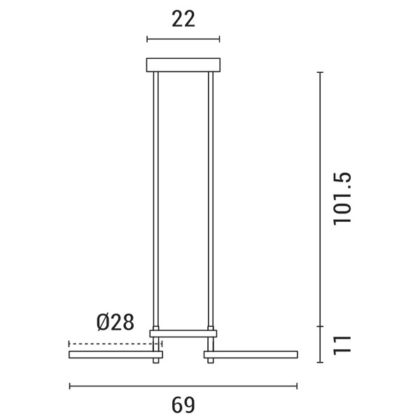 ΦΩΤΙΣΤΙΚΟ ΚΡΕΜΑΣΤΟ 3ΦΩΤΟ LED 33W 700X280X250 ΜΑΥΡΟ ARTE ILLUMINA - Image 3