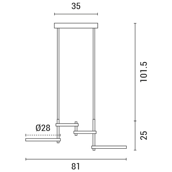 ΦΩΤΙΣΤΙΚΟ ΚΡΕΜΑΣΤΟ 4ΦΩΤΟ LED 40W 810X280X320 ΜΑΥΡΟ ARTE ILLUMINA - Image 3