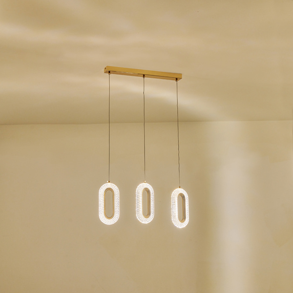 ΦΩΤΙΣΤΙΚΟ ΚΡΕΜΑΣΤΟ ΑΛΟΥΜΙΝΙΟ 3ΦΩΤΟ LED 26W 2254Lm 3000K 570X1290mm ΡΟΖ ΧΡΥΣΟ ARTE ILLUMINA KRIKO - Image 3