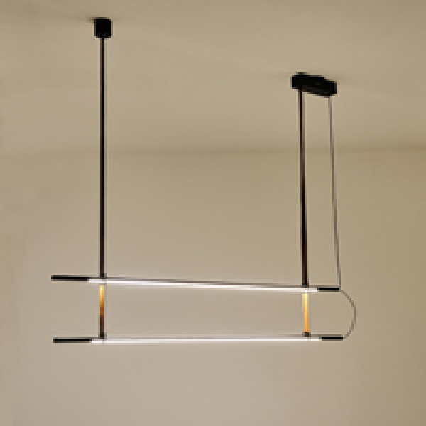 ΦΩΤΙΣΤΙΚΟ ΚΡΕΜΑΣΤΟ ΜΕΤΑΛΛΟ-ΔΕΡΜΑ LED 2x22W 3150Lm 3000K 1400X60X1200mm ΜΑΥΡΟ ARTE ILLUMINA LINEA - Image 3