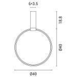 ΦΩΤΙΣΤΙΚΟ ΚΡΕΜΑΣΤΟ LED 32W D40*H20cm ΜΑΥΡΟ 3000K ARTE ILLUMINA - Image 3