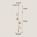 ΦΩΤΙΣΤΙΚΟ ΚΡΕΜΑΣΤΟ 4ΦΩΤΟ 4XE27 Max 15W Φ450mm ΧΡΥΣΟ ARTE ILLUMINA PUFF - Image 3