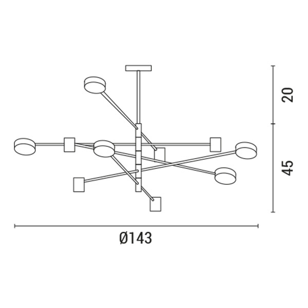 ΦΩΤΙΣΤΙΚΟ ΚΡΕΜΑΣΤΟ ΚΡΕΜΑΣΤΟ 10ΦΩΤΟ LED 60W 143X45 ΧΡΥΣΟ ARTE ILLUMINA - Image 3
