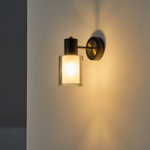 ΑΠΛΙΚΑ ΤΟΙΧΟΥ ΜΕΤΑΛΛΟ-ΓΥΑΛΙ 1XE14 MAX 8W 180Χ100Χ210mm ΜΑΥΡΟ ΧΑΛΚΙΝΟ ARTE ILLUMINA SILENCE - Image 3