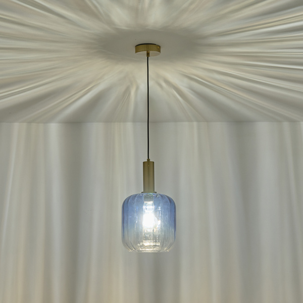 ΦΩΤΙΣΤΙΚΟ ΚΡΕΜΑΣΤΟ ΑΝΑΓΛΥΦΟ ΓΥΑΛΙ 1XΕ27Max15w 200X210mmX160cm ΜΠΛΕ ARTE ILLUMINA TOPAZ - Image 3