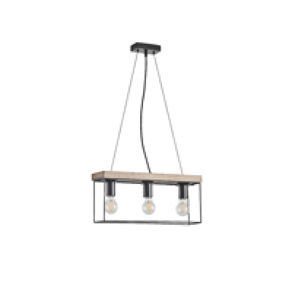 ΦΩΤΙΣΤΙΚΟ ΚΡΕΜΑΣΤΟ ΞΥΛO-ΜΕΤΑΛΛO 3ΦΩΤΟ 3XΕ27 Max15w 480x125x1230mm ΜΑΥΡΟ-ΚΑΦΕ ARTE ILLUMINA MULTIPLA - Image 2