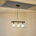 ΦΩΤΙΣΤΙΚΟ ΚΡΕΜΑΣΤΟ ΞΥΛO-ΜΕΤΑΛΛO 3ΦΩΤΟ 3XΕ27 Max15w 480x125x1230mm ΜΑΥΡΟ-ΚΑΦΕ ARTE ILLUMINA MULTIPLA - Image 3