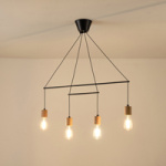 ΦΩΤΙΣΤΙΚΟ ΚΡΕΜΑΣΤΟ ΞΥΛΟ-ΜΕΤΑΛΛΟ 4ΦΩΤΟ 4XΕ27 Max15w 930X120X1180mm ΜΑΥΡΟ ARTE ILLUMINA EDISON - Image 3