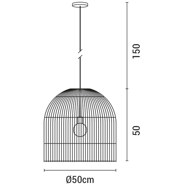 ΦΩΤΙΣΤΙΚΟ ΚΡΕΜΑΣΤΟ ΜΟΝΟΦΩΤΟ  Ε27 MAX 60W D500X500 RATTAN  ΜΑΥΡΟ ARTE ILLUMINA KAI - Image 3