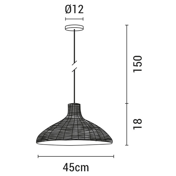 ΦΩΤΙΣΤΙΚΟ ΚΡΕΜΑΣΤΟ ΜΟΝΟΦΩΤΟ Ε27 MAX 60W D450XH180 RATTAN ΛΕΥΚΟ ARTE ILLUMINA KAI - Image 3
